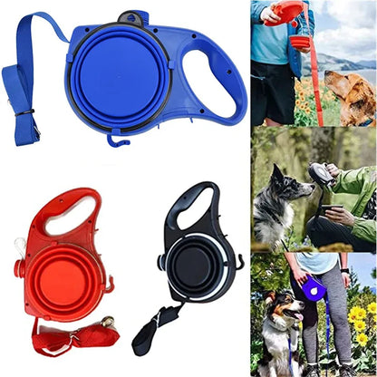 Multifunction Pet Dog Leash with Builtin Water Bottle Bowl Waste Bag Dispenser for Outdoor Walking Traction Rope Pet Accessories