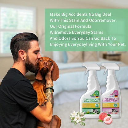 THUNDEREAL Pet Deodorizer 500Ml/17Oz, Jasmine and Peach Scents, Long-Lasting Freshness, Instantly Eliminates Pet Odor, Keeps Home Air Fresh