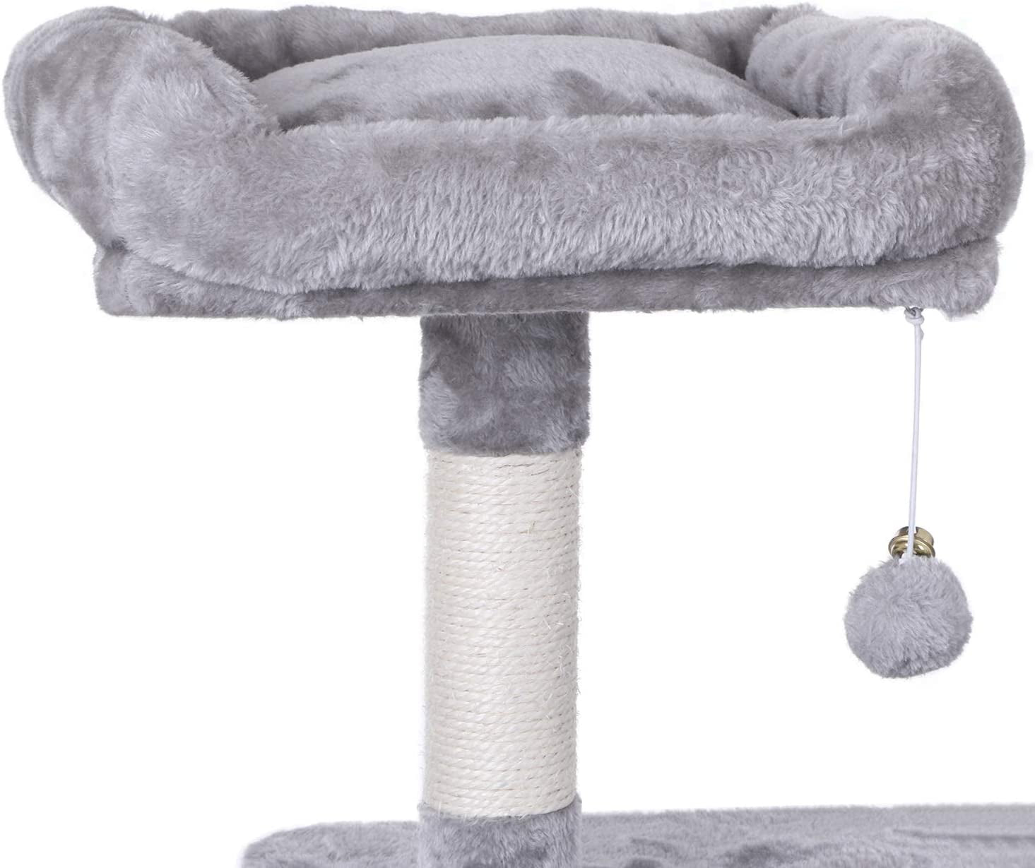 Cat Tree Condo Furniture Kitten Activity Tower Pet Kitty Play House with Scratching Posts Perch Hammock Tunnel MMJ02 (Light Grey)