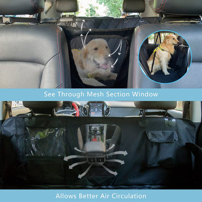 Backseat Dog Cover for Car - Dog Seat Cover - Dog Hammock for Car, Rear Seat Covers for Dogs Waterproof Dog Seat Covers for Cars Back Seat Scratch-Proof Nonslip Mesh Sections Window, SUV