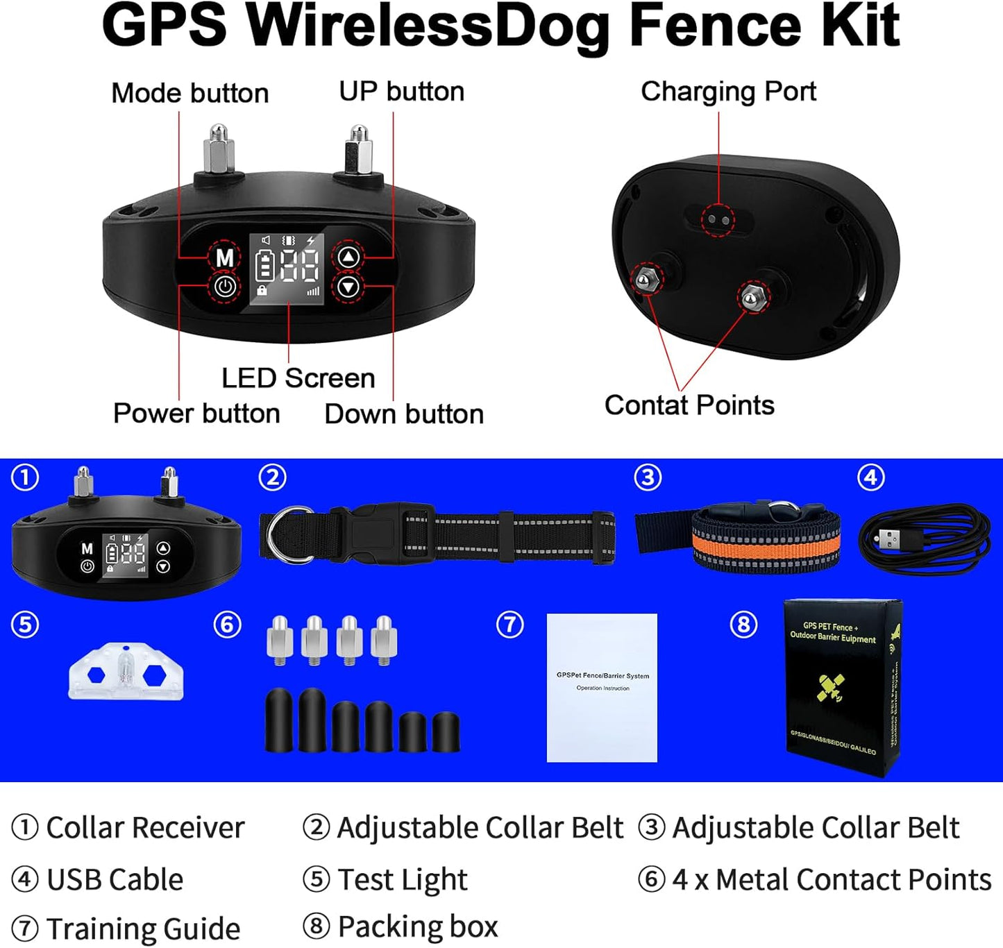 GPS Wireless Dog Fence and Outdoor Pet Barrier 2 in 1, Range 97-3280Ft Electric Dog Fence for All Dogs, Keeps Pets Out of Obstacles, Adjustable Warning Strength (Black)