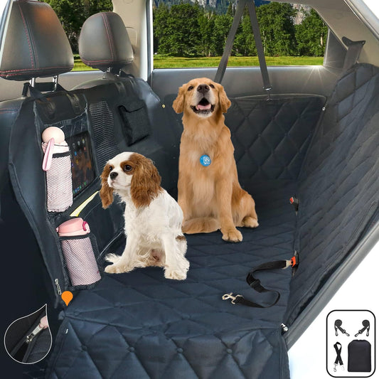 Backseat Dog Cover for Car - Dog Seat Cover - Dog Hammock for Car, Rear Seat Covers for Dogs Waterproof Dog Seat Covers for Cars Back Seat Scratch-Proof Nonslip Mesh Sections Window, SUV